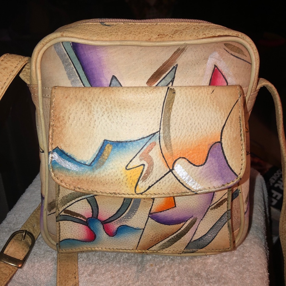 Sam Sam Genuine Leather Painted Cross Body Handbag (JJ)